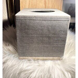 Gray Textured Boutique Bathroom Vanity Table Tissue Box Holder Cover Accessories